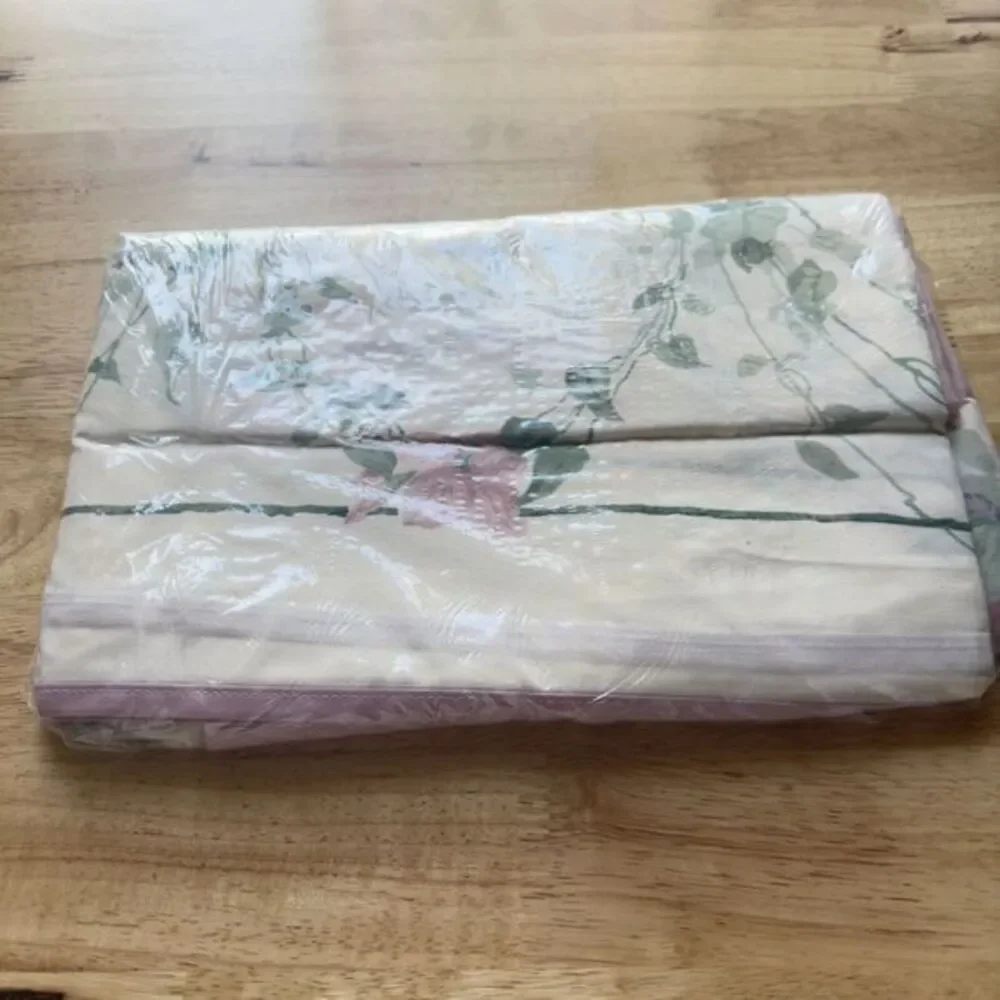 VTG Sanderson Utica TWIN Sheet Vile De Lyon‎ Pink Floral Striped 1991 NOS